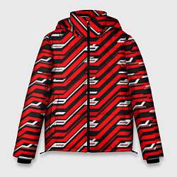 Куртка зимняя мужская Киберпанк узор красный и чёрный, цвет: 3D-черный
