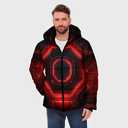 Куртка зимняя мужская Nvidia style black and red neon, цвет: 3D-красный — фото 2