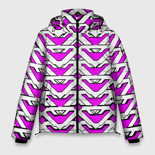 Мужская зимняя куртка Бело-розовый узор / 3D-Светло-серый – фото 1