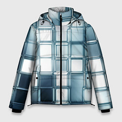 Куртка зимняя мужская Зеркальная мозаика голубое стекло, цвет: 3D-черный