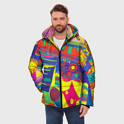 Куртка зимняя мужская Яркая графическая абстракция, цвет: 3D-красный — фото 2