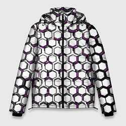 Куртка зимняя мужская Киберпанк узор из шестиугольников розовый, цвет: 3D-светло-серый