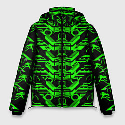Куртка зимняя мужская Зелёная техно-броня на чёрном фоне, цвет: 3D-черный