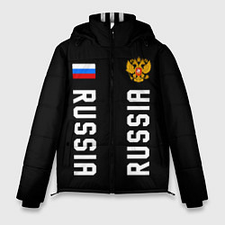 Куртка зимняя мужская Россия три полоски на черном фоне, цвет: 3D-светло-серый