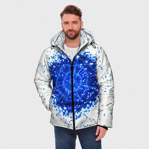Мужская зимняя куртка Поврежденный цифровой скин - дыра / 3D-Светло-серый – фото 3