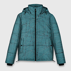 Куртка зимняя мужская Абстракция порезы бирюзовый, цвет: 3D-черный
