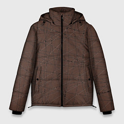 Куртка зимняя мужская Абстракция порезы коричневый, цвет: 3D-светло-серый
