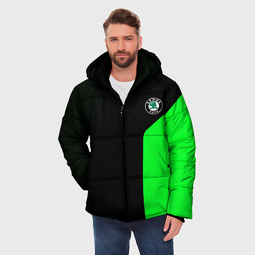 Мужская зимняя куртка Skoda pattern sport green / 3D-Красный – фото 3