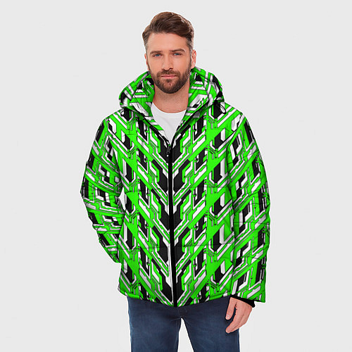 Мужская зимняя куртка Зелёная техно броня / 3D-Красный – фото 3