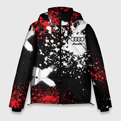 Куртка зимняя мужская Ауди на фоне граффити и брызг красок, цвет: 3D-черный