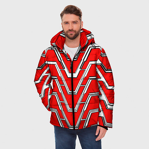 Мужская зимняя куртка Техно броня красно-белая / 3D-Красный – фото 3