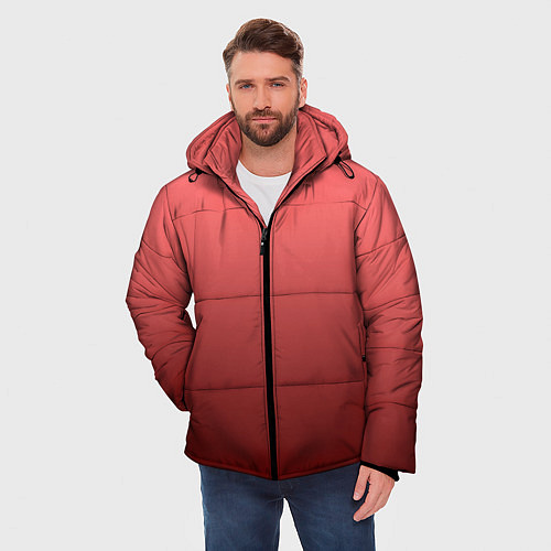 Мужская зимняя куртка Оттенок розовый антик градиент / 3D-Светло-серый – фото 3