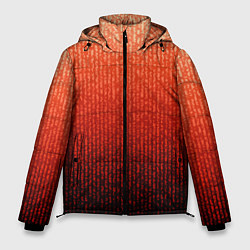 Мужская зимняя куртка Полосатый градиент оранжево-красный в чёрный