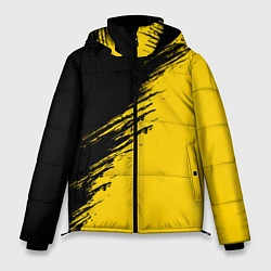 Куртка зимняя мужская Черные штрихи на желтом фоне, цвет: 3D-черный