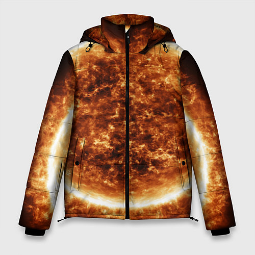 Мужская зимняя куртка Пылающее солнце крупным планом / 3D-Светло-серый – фото 1