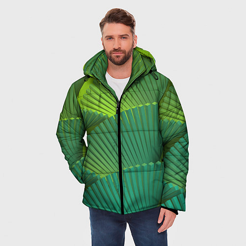 Мужская зимняя куртка Объемные веерные столбики / 3D-Светло-серый – фото 3