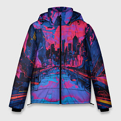 Куртка зимняя мужская Город в психоделических цветах, цвет: 3D-светло-серый