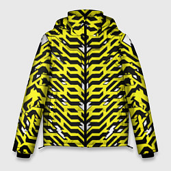 Куртка зимняя мужская Агрессивный жёлтый паттерн, цвет: 3D-черный