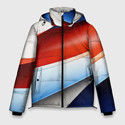 Куртка зимняя мужская Абстрактный минимализм плавные волнистые линии, цвет: 3D-красный