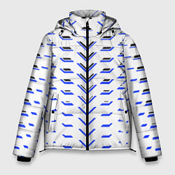 Куртка зимняя мужская Чёрные и синие полосы на белом фоне, цвет: 3D-черный