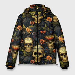 Куртка зимняя мужская Осень и черепа, цвет: 3D-черный