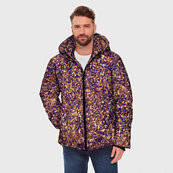 Куртка зимняя мужская Драгоценный фиолетово-медный абстракция, цвет: 3D-черный — фото 2