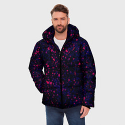 Куртка зимняя мужская Абстракция чёрно-синий с розовыми кляксами, цвет: 3D-черный — фото 2