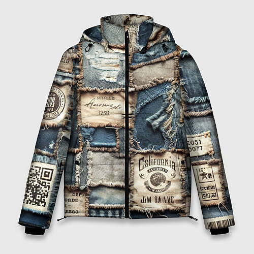 Мужская зимняя куртка State California - пэчворк / 3D-Светло-серый – фото 1