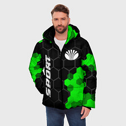 Куртка зимняя мужская Daewoo green sport hexagon, цвет: 3D-черный — фото 2
