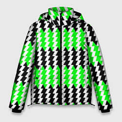 Куртка зимняя мужская Вертикальные чёрно-зелёные полосы, цвет: 3D-светло-серый