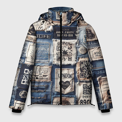 Мужская зимняя куртка Пэчворк джинсы из Лондона / 3D-Светло-серый – фото 1