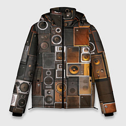 Куртка зимняя мужская Винтажные колонки, цвет: 3D-красный