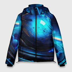 Куртка зимняя мужская Кислотная синяя яркая неоновая абстракция, цвет: 3D-красный