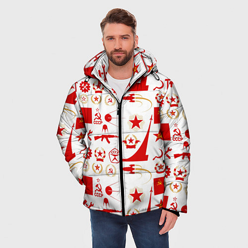 Мужская зимняя куртка СССР знак качества красный / 3D-Светло-серый – фото 3