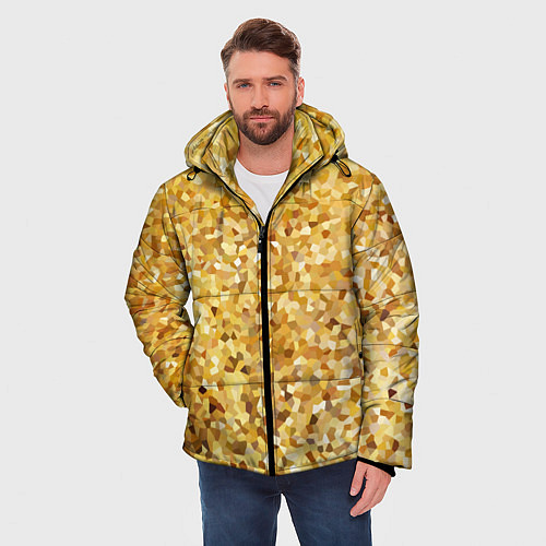 Мужская зимняя куртка Золотая мелкая мозаика / 3D-Красный – фото 3