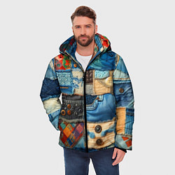 Куртка зимняя мужская Vanguard denim patchwork - ai art, цвет: 3D-черный — фото 2