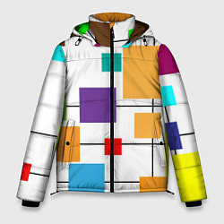 Куртка зимняя мужская Разноцветные квадраты паттерны, цвет: 3D-светло-серый