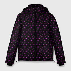 Куртка зимняя мужская Чёрный с сиреневыми звёздочками, цвет: 3D-черный