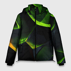 Куртка зимняя мужская Green neon abstract geometry, цвет: 3D-красный