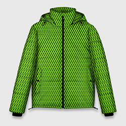 Куртка зимняя мужская Кислотный зелёный имитация сетки, цвет: 3D-черный
