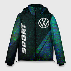 Куртка зимняя мужская Volkswagen sport glitch blue, цвет: 3D-черный