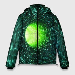 Куртка зимняя мужская Червоточина - зеленый водоворот со свечением, цвет: 3D-черный