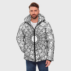 Куртка зимняя мужская Мандала солнцевидная чёрно-белая, цвет: 3D-черный — фото 2