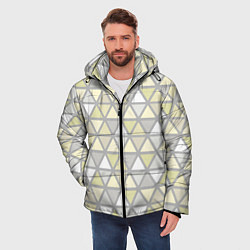 Куртка зимняя мужская Паттерн геометрия светлый жёлто-серый, цвет: 3D-светло-серый — фото 2