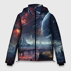 Куртка зимняя мужская Фантастическая планета внутри космоса, цвет: 3D-светло-серый