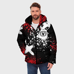 Куртка зимняя мужская Логотип Чанган на фоне брызг красок, цвет: 3D-красный — фото 2