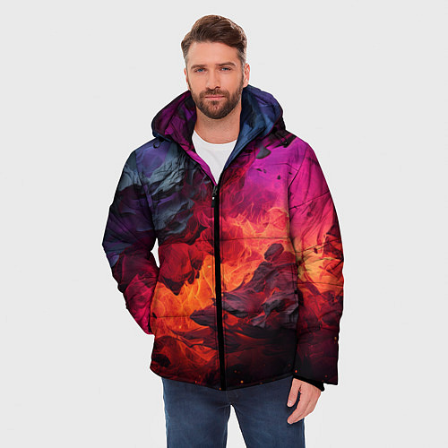 Мужская зимняя куртка Яркий абстрактный путь / 3D-Красный – фото 3
