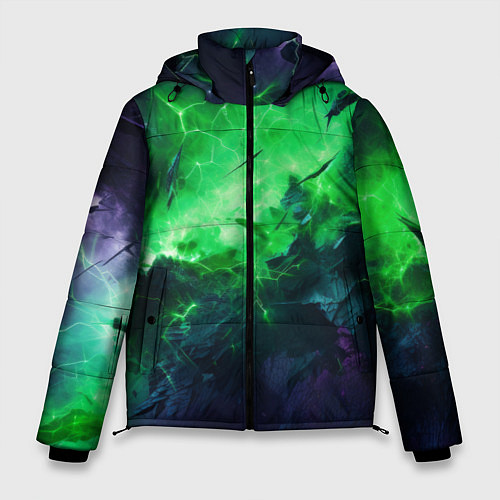 Мужская зимняя куртка Круглый зеленый мистический фон / 3D-Светло-серый – фото 1