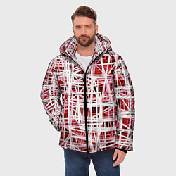 Куртка зимняя мужская Хаотичный кубический каркас в красном тумане, цвет: 3D-светло-серый — фото 2