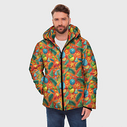 Куртка зимняя мужская Летние каникулы микс из паттерна, цвет: 3D-красный — фото 2